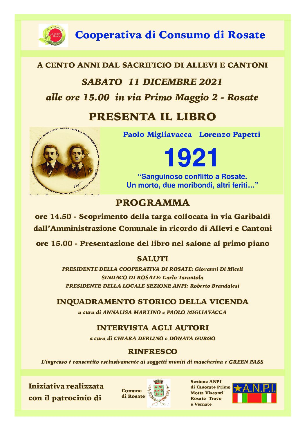 Presentazione del Libro: a Cento anni dal sacrificio di Allevi e Cantoni