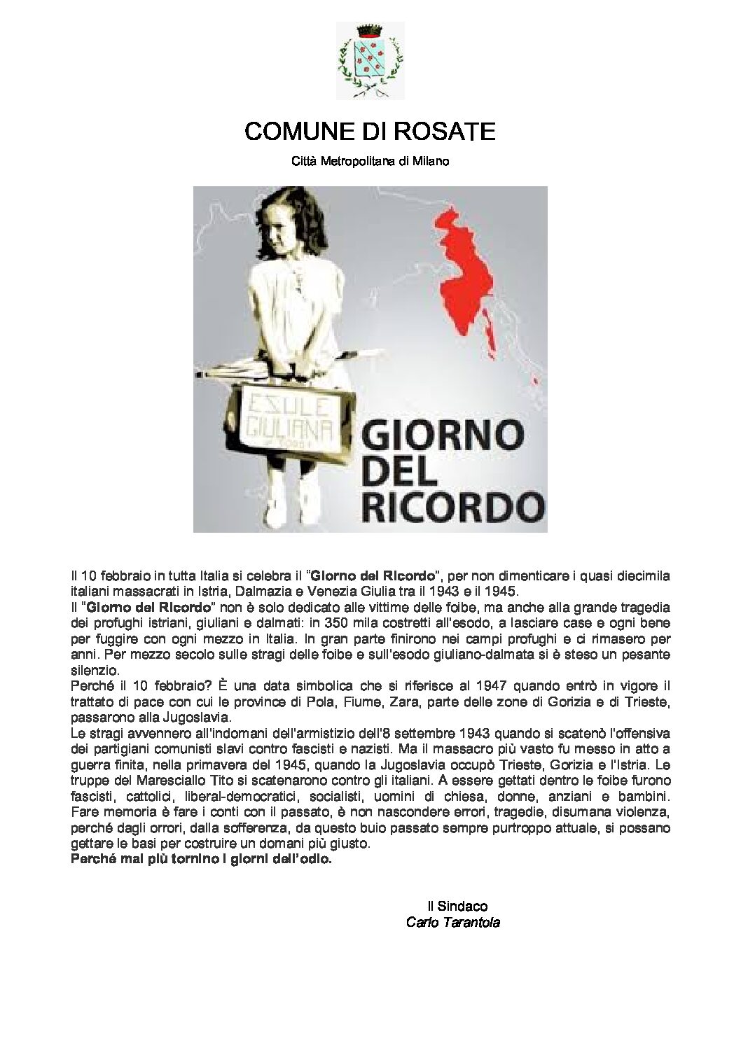 10 febbraio – Giorno del Ricordo