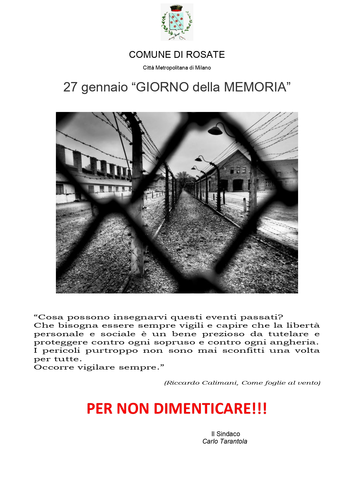 27 gennaio 2023 – “Giorno della Memoria”