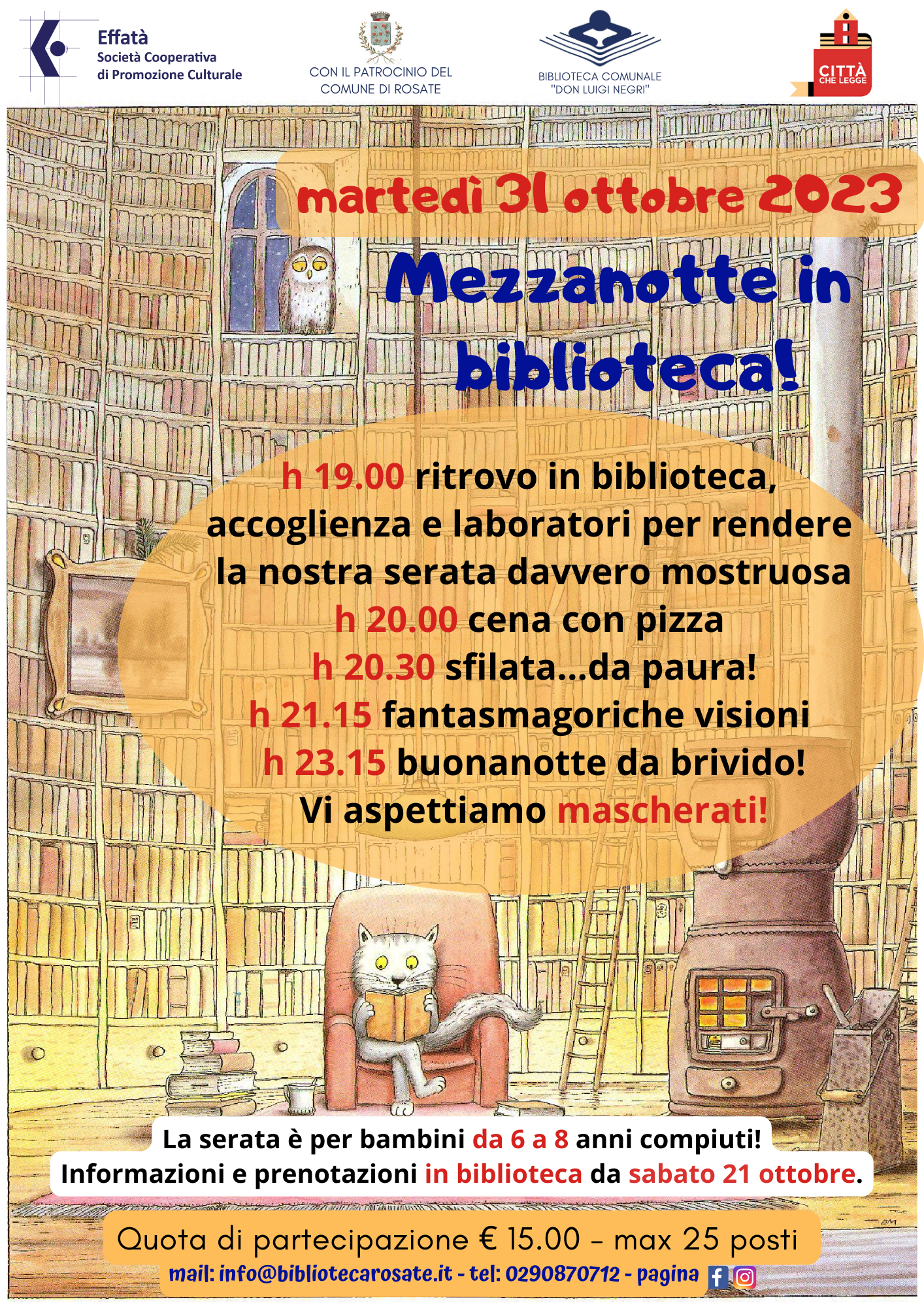 Mezzanotte in Biblioteca!  Martedì 31 ottobre 2023