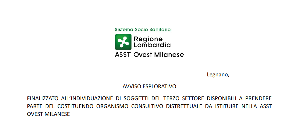 Avviso esplorativo finalizzatto all’individuazione dei rappresentanti delle associazioni di volontariato che verranno nominati componenti degli organismi consultivi distrettuali