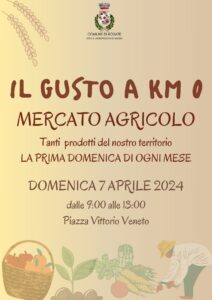 Mercato agricolo “Il gusto a KM 0” domenica 7 aprile 2024