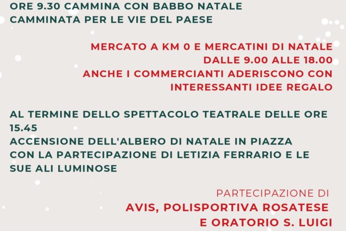 Rosate dà il via alle festività natalizie: eventi del 1 dicembre